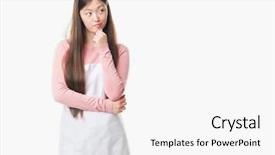  Presentation with chinese - PPT layouts consisting of convience store - young chinese shop owner woman background and a  colored foreground