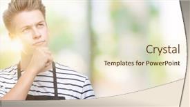  Presentation with questions question marks idea - Presentation theme consisting of convience store - young handsome blond man wearing background and a soft green colored foreground