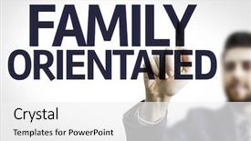  Presentation with family - Audience pleasing presentation consisting of employee orientation - business man pointing to transparent backdrop and a white colored foreground
