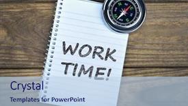  Presentation with metallic - Amazing slide set having employee orientation - work time text and metallic backdrop and a light blue colored foreground