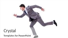  Presentation with forward - Amazing theme having leadership athlete - young businessman running forward isolated backdrop and a white colored foreground