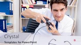  Presentation with computer games - PPT layouts with employee-playing-computer-games background and a light blue colored foreground