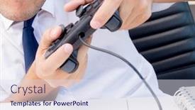  Presentation with computer games - Amazing PPT layouts having employee-playing-computer-games backdrop and a sky blue colored foreground