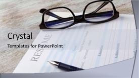  Presentation with resume - PPT theme having employee position data - blank resume form and eyeglasses background and a lemonade colored foreground