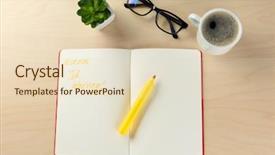  Presentation with job interview - Cool new presentation with employee position data - job interview reminder in diary backdrop and a lemonade colored foreground