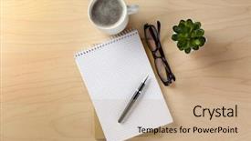  Presentation with cup coffee - Audience pleasing presentation theme consisting of employee position data - notebook cup of coffee backdrop and a  colored foreground