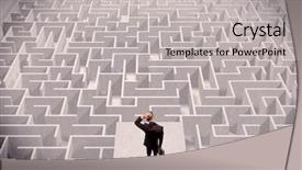 Presentation with businessman standing on maze - Presentation theme enhanced with employee puzzle - confused businessman thinking while standing background and a light gray colored foreground