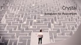  Presentation with square - Cool new slide deck with employee puzzle - confused businessman thinking while standing backdrop and a light gray colored foreground