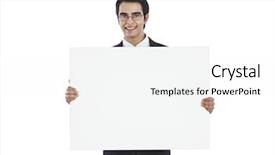  Presentation with blank - Amazing PPT theme having employee quarter presentation - portrait of a businessman showing backdrop and a  colored foreground