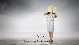  Presentation with box carton - Colorful PPT theme enhanced with employee recognition - businesswoman using mobile phone wearing backdrop and a light gray colored foreground