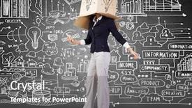  Presentation with box carton - Cool new presentation theme with employee recognition - businesswoman using mobile phone wearing backdrop and a gray colored foreground
