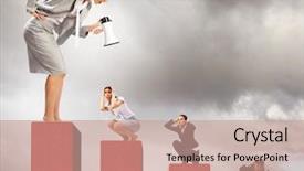  Presentation with employee relations - PPT layouts having employee relations - angry businesswoman with megaphone shouting background and a coral colored foreground