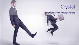  Presentation with employee relations - Cool new PPT layouts with employee relations - big man in suit kicking backdrop and a sky blue colored foreground