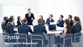  Presentation with employee relations - Amazing theme having employee relations - business people in a conference backdrop and a ocean colored foreground