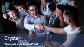  Presentation with circle - Cool new presentation with employee relations - handshake of business people backdrop and a ocean colored foreground