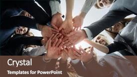  Presentation with employee relations - Theme with employee relations - large successfull business team showing background and a violet colored foreground