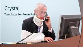  Presentation with employee relations - PPT theme having employee relations - photo of a mature businessman background and a sky blue colored foreground