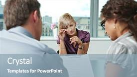  Presentation with employee relations - Colorful PPT theme enhanced with employee relations - woman applicant crying during job backdrop and a light blue colored foreground