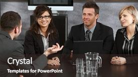  Presentation with employee relations - Colorful slides enhanced with employee relations - young applicant explaining to panel backdrop and a tawny brown colored foreground