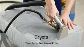  Presentation with dirt - Amazing presentation theme having employee removing dirt from furniture backdrop and a light gray colored foreground