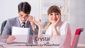  Presentation with negotiation - Colorful slide set enhanced with salary negotiation - man and woman discussing backdrop and a coral colored foreground