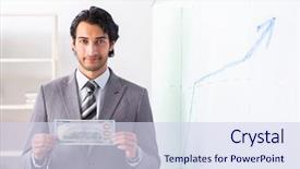  Presentation with whiteboard - Audience pleasing presentation design consisting of happy employee salary - young handsome businessman in front backdrop and a  colored foreground