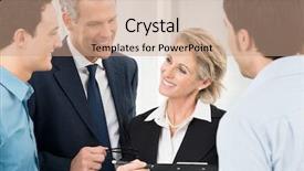  Presentation with successful - Presentation theme enhanced with employee satisfaction - group of successful businesspeople standing background and a  colored foreground