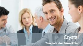  Presentation with office - Cool new PPT layouts with employee satisfaction - portrait of young businessman working backdrop and a  colored foreground