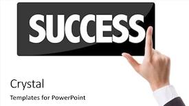 Presentation with success - Colorful slide set enhanced with employee satisfaction commitement - businessman pressing button backdrop and a white colored foreground