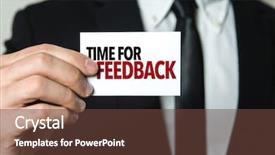 Presentation with survey - Amazing PPT theme having employee satisfaction survey - business man holding a card backdrop and a tawny brown colored foreground