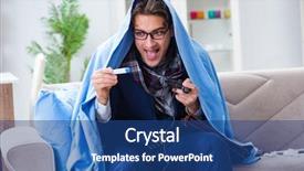  Presentation with cyber stalking computer laptop suffering - Slide set with employee suffering from flue playing background and a  colored foreground