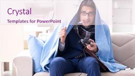  Presentation with employee - Presentation theme consisting of employee suffering from flue playing background and a  colored foreground