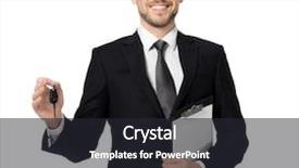  Presentation with car body repairer holding - Slide deck with employee transport consultancy - attractive salesman holding car key background and a dark gray colored foreground