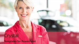  Presentation with dealership - Colorful presentation design enhanced with employee transport consultancy - beautiful senior woman working backdrop and a  colored foreground