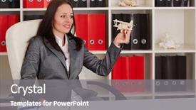  Presentation with travel agency - Amazing slides having employee transport consultancy - businesswoman with a model backdrop and a gray colored foreground