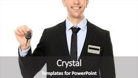  Presentation with car key - Beautiful PPT theme featuring employee transport consultancy - young salesman holding car key backdrop and a dark gray colored foreground