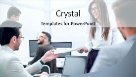  Presentation with turnover - Slides with employee turnover - business team in the workplace background and a cool aqua colored foreground