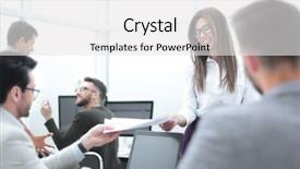  Presentation with turnover - PPT theme featuring employee turnover - business team in the workplace background and a white colored foreground