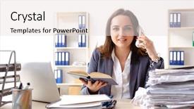  Presentation with education employee benefits - Theme featuring employee unhappy with excessive work background and a lemonade colored foreground