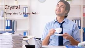  Presentation with employee performance review appraisal - Beautiful presentation theme featuring employee unhappy with excessive work backdrop and a lemonade colored foreground