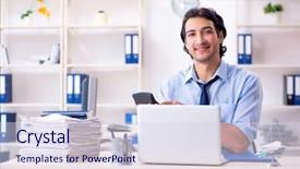  Presentation with employee retention milestones - Beautiful PPT theme featuring employee unhappy with excessive work backdrop and a  colored foreground