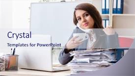  Presentation with unhappy - Presentation design having employee unhappy with excessive work background and a  colored foreground