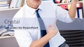  Presentation with virtual reality therapy - Colorful PPT theme enhanced with employee watching movie on vr virtual reality glasses backdrop and a light blue colored foreground