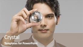  Presentation with crystal ball - Presentation theme enhanced with employee wishes - close-up of a businessman looking background and a coral colored foreground
