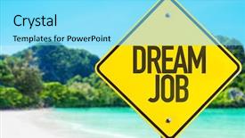  Presentation with dream job database administration - Colorful presentation enhanced with employee wishes - dream job sign with beach backdrop and a  colored foreground