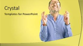  Presentation with good luck - Amazing PPT theme having employee wishes - handsome middle age man backdrop and a yellow colored foreground