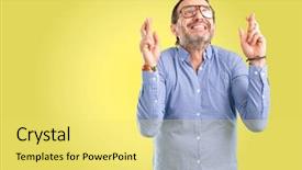  Presentation with good wishes - Beautiful slide deck featuring employee wishes - handsome middle age man backdrop and a  colored foreground