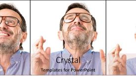  Presentation with good luck - Amazing slide set having employee wishes - middle age handsome man closeup backdrop and a  colored foreground