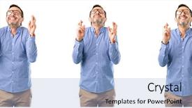  Presentation with good luck - Theme enhanced with employee wishes - middle age handsome man background and a light blue colored foreground