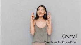  Presentation with good wishes - Presentation design featuring employee wishes - portrait of a smiling asian background and a light gray colored foreground